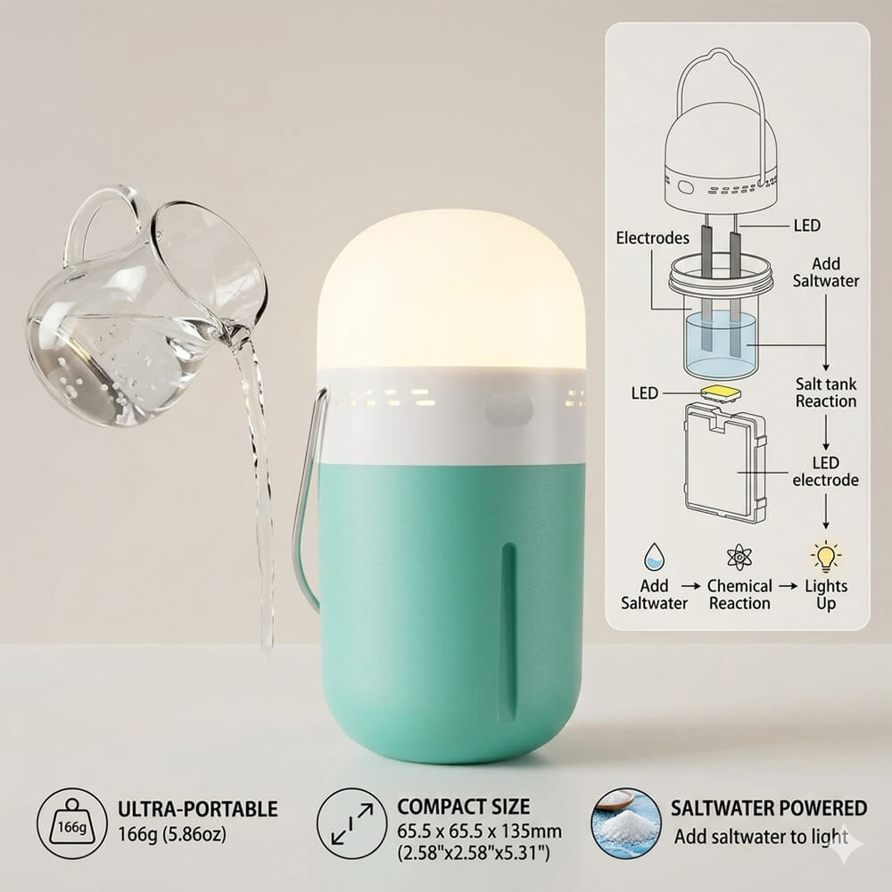Lámpara de sal portátil compac - Power Outage Light reseña y precio